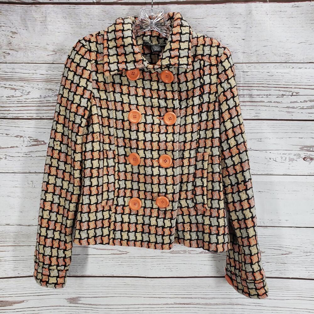 Vertigo Paris Women's Wool Blend Tweed Button Front Jacket Coat Size XS
